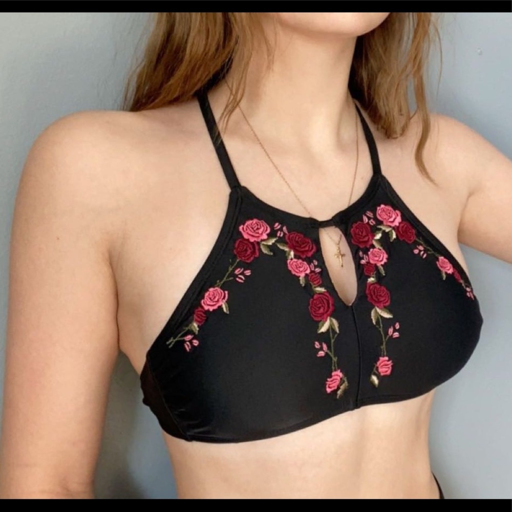 cute black rose bikini top
